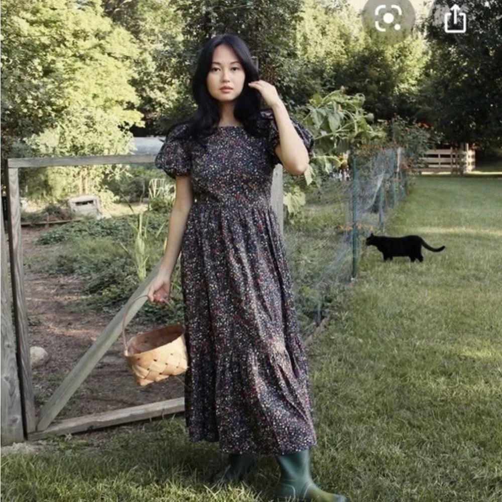 Doen Dune Dress, size Small, blue liberty London floral print